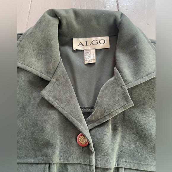 Vintage Algo 90s deep olive green faux-suede blazer-style jacket - Picture 5 of 14